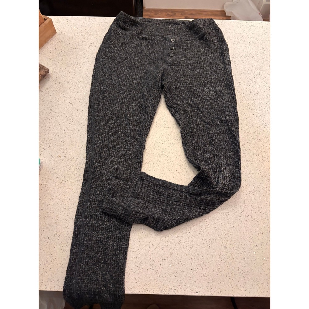 Aerie Charcoal Gray Waffle Knit Thermal Henley Leggings Pajama Pants Medium
